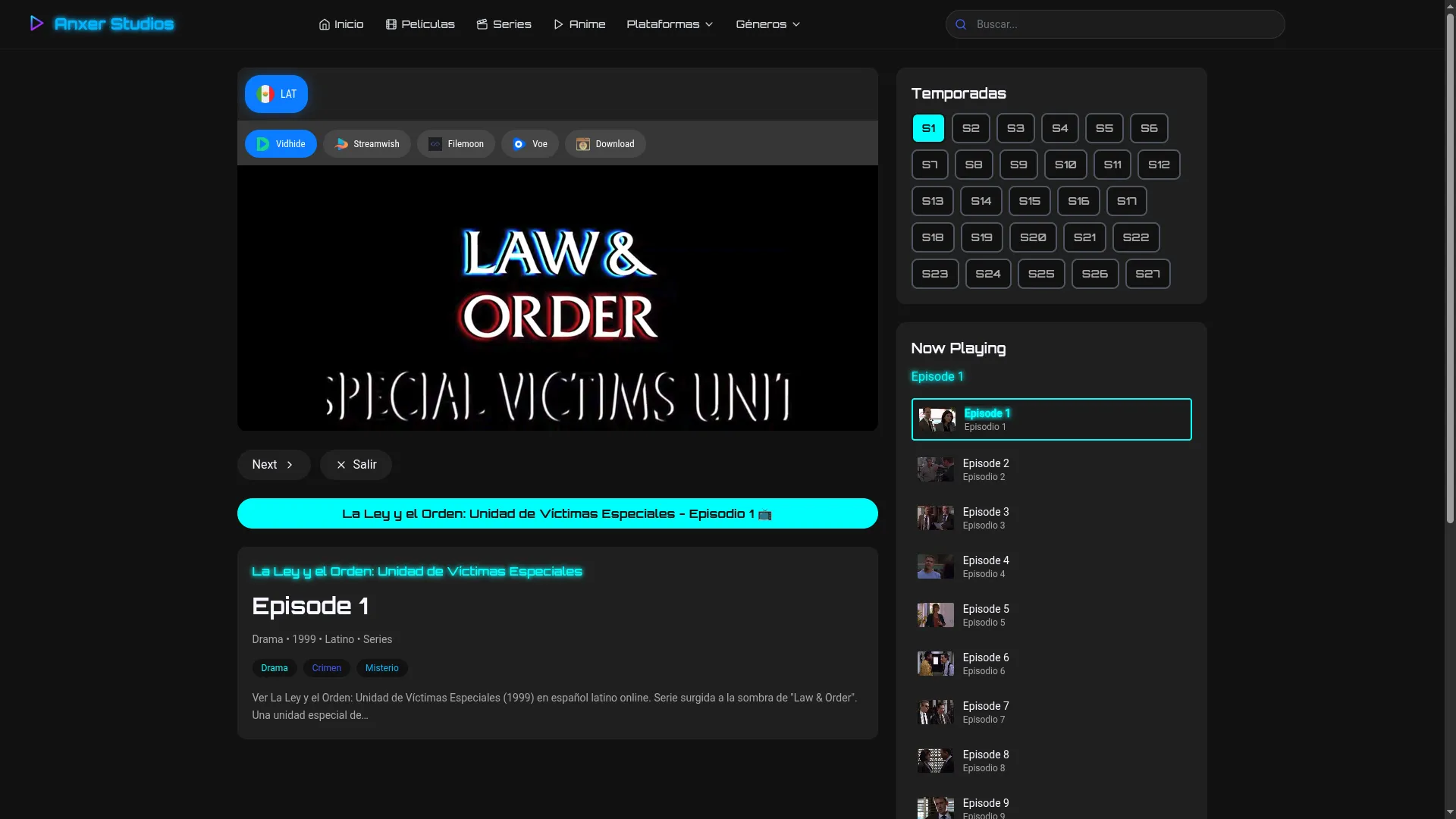 Reproductor de video de Anxer Studios con controles avanzados